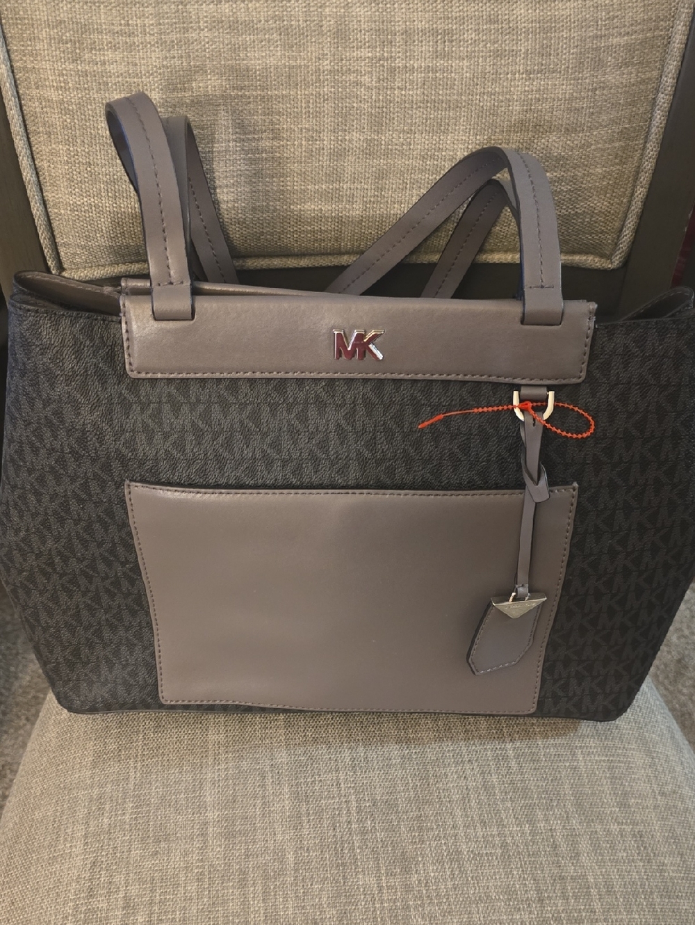 Michael Kors Gray/Brown MK Signature Tote